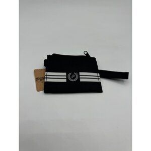 Victoria's Secret PINK Card Zip ID Black with Stripes Wristlet